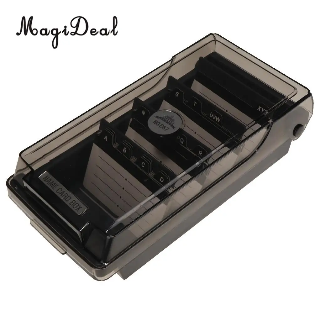Large Capacity Business Card Holder Box Business Card File Card Storage Box Organizer Index Card Storage Box 4 Divider Board