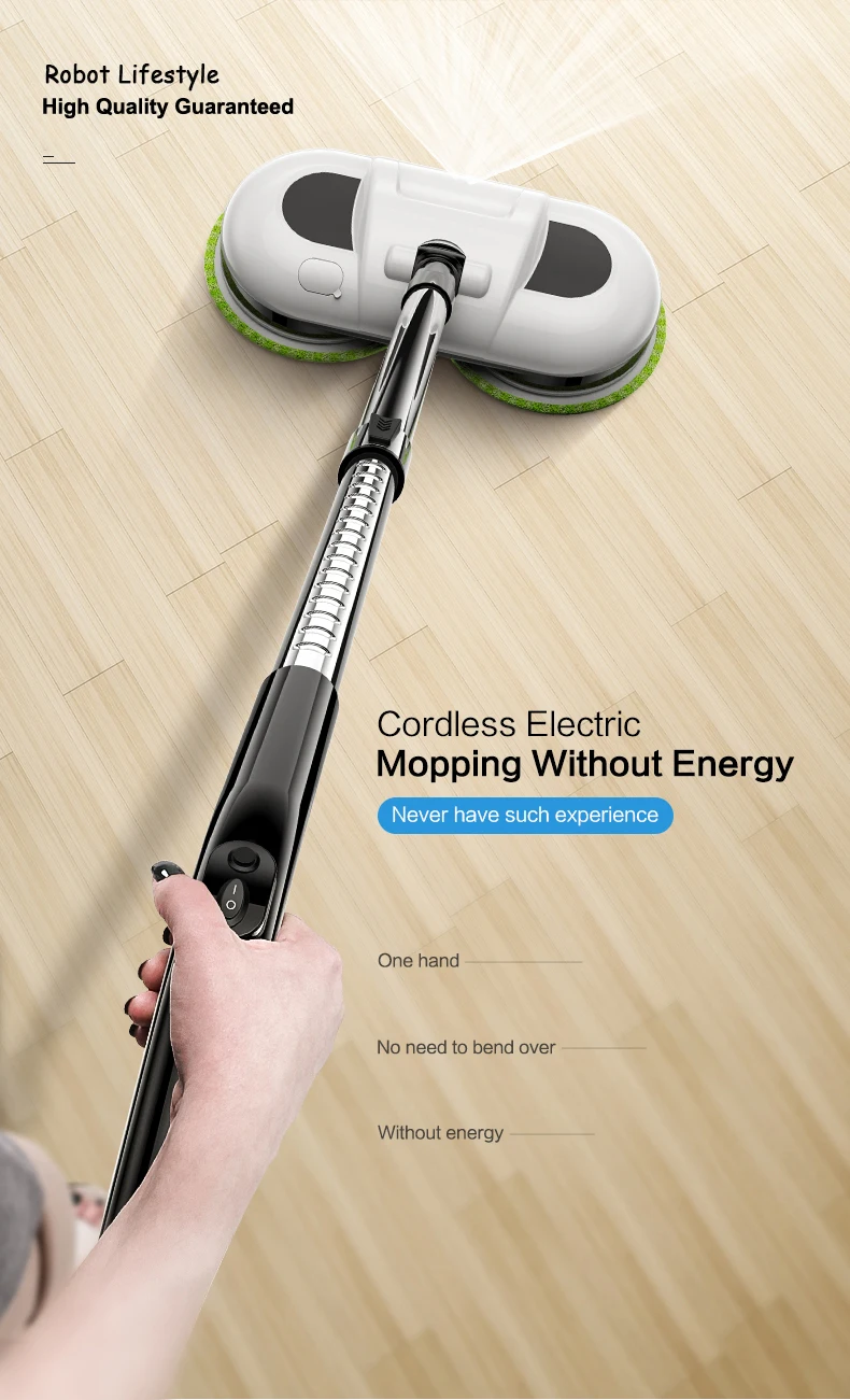 F528A Handheld Corless Electric Floor Mop Water Spay Mop Wiper Washer Floor Waxer LED Light