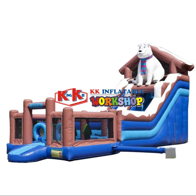 Polar bear inflatable slide jump bed