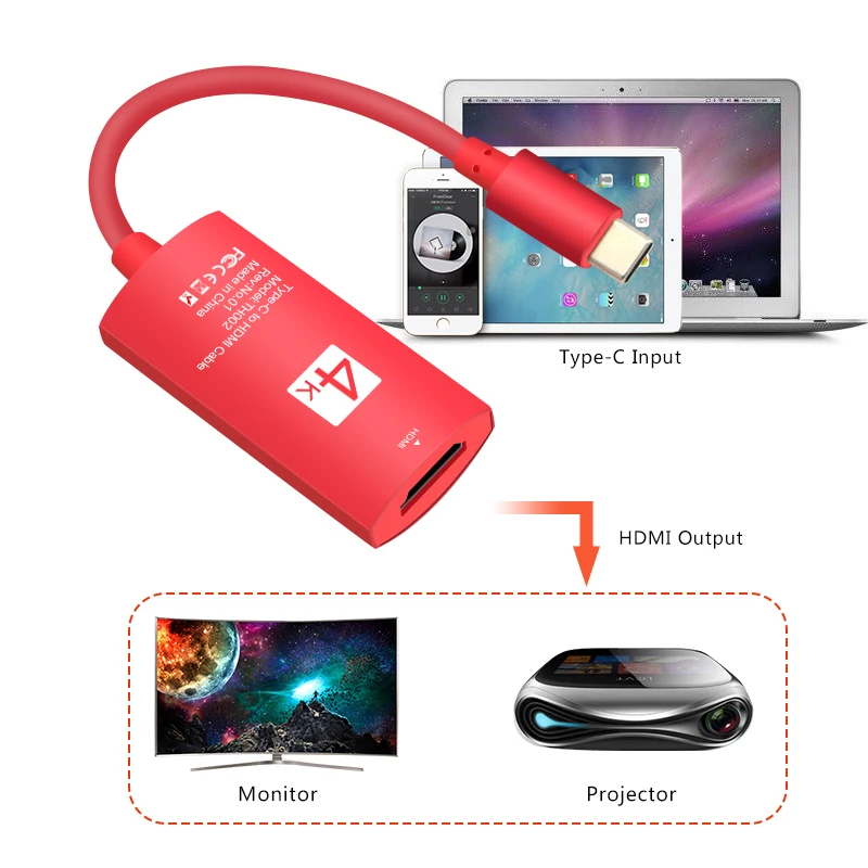 4 K USB 3.1 نوع-C USB C كابل وصلة بينية مُتعددة الوسائط وعالية الوضوح HD 4 K لهواوي Mate10 غالاكسي S8 محمول العارض الفيديو/الصوت نقل متزامن