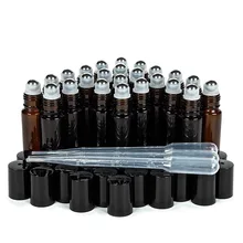 24pcs Amber Glass 10ml Essential oil bottles Roll On Vials w/ stainless steel metal roller ball for perfume aromatherapy mixing 24pcs Amber Glass 10ml Essential oil bottles Roll On Vials w/ stainless steel metal roller ball for perfume aromatherapy mixing