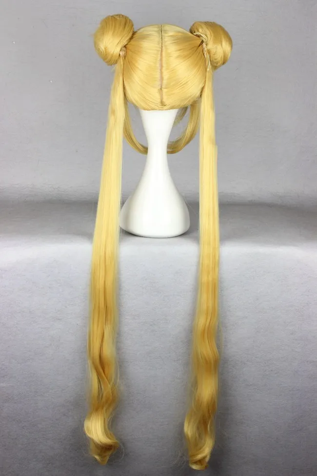 MCOSER 100 см золотой цвет синтетический маскарадный парик для вечеринки высокотемпературные волокна волос WIG-057B