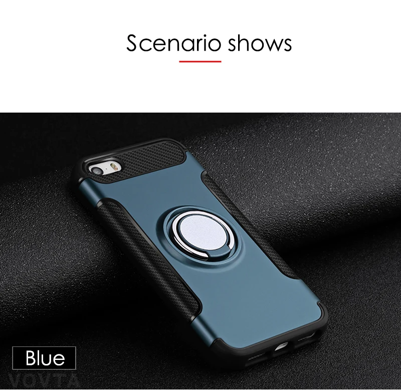 VOVTA Luxury Anti-knock case for iPhone 5 5s SE  Metal Ring Bracket case Shockproof Rugged Armor Phone Cover for iPhone5 5S SE18