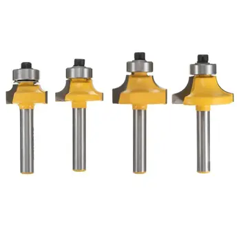 

4Pcs/Set 1/4" Shank Round Over Router Bit Set 1/2" 3/8" 1/4" 1/8" Radius for Wooworking Cutter Tool Kit 649E