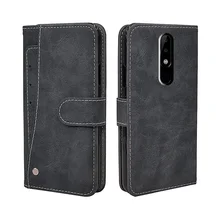 Capa carteira luxuosa para nokia 1, 2.1, 3.1, 5.1, 6.1, 7.1 plus, vintage, flip, couro, tpu, silicone espaços para cartões de visita