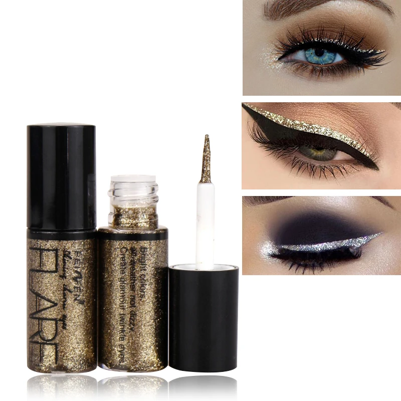 

Professional New Shiny Eye Liners Cosmetics for Women Pigment Silver Rose Gold Color Liquid Glitter Eyeliner Cheap Makeup