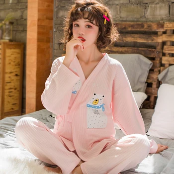 

Nursing Pajamas Autumn And Winter Maternity Pajamas Fashion Cotton Soft Breastfeeding Sleepwear Pregnancy Clothes Homewear A229