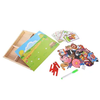 

MWZ magnetic fun jigsaw children wooden puzzle board box pieces games cartoon educational drawing baby toys for girls boys, Ci