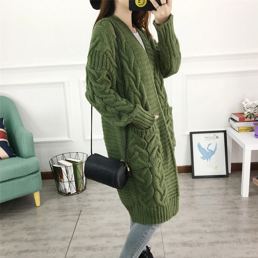 Women Long Cardigans Autumn Winter Open Stitch Knitting Loose Sweater Oversized Cardigans big pockets Cardigan Fall Jacket Coat