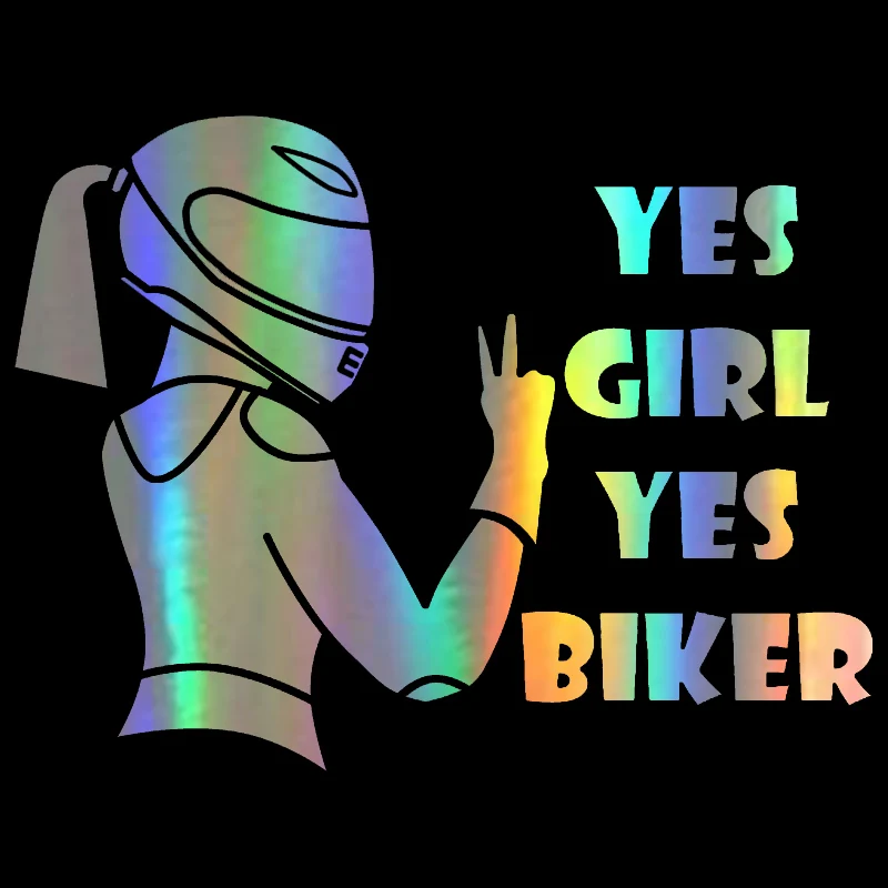 Car Sticker Vinyl 15x19.7cm Yes girl yes biker 3D Stickers and Decals Funny Motorcycle Car Styling JDM Auto Wall Sticker On Car (4)