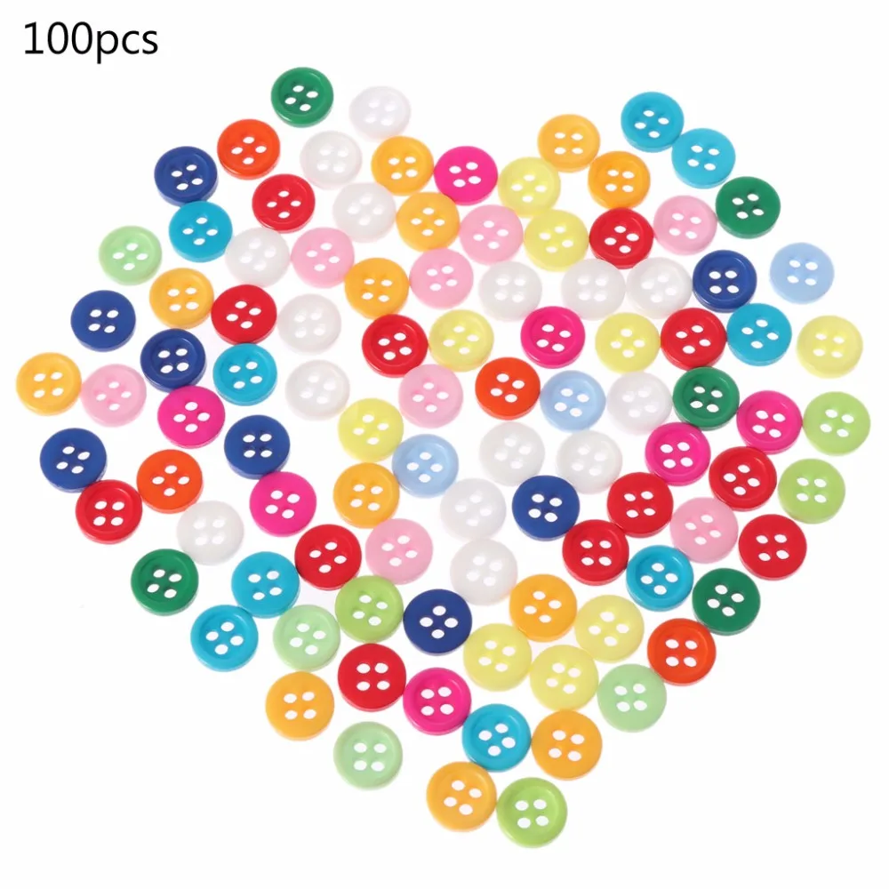 50 x 2-Hole Acrylic Buttons 12mm Mixed Colour Round