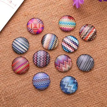 

50Pcs Glass Cabochons Cameos Dome Seals Multicolor Wave Patterns Round Crafts DIY Making Finding 18mm