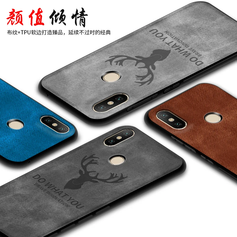 

Soft TPU edge Canvas Embossed Deer Case For Xiaomi Redmi Note 5 Case Luxury Ultra Thin Cover For Redmi Note 5 Pro Phone Cases