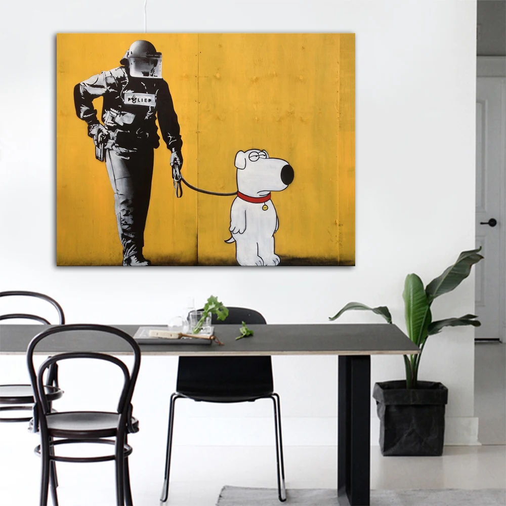 

DDWW Wall Art Painting Canvas Print Graffiti Picture Police Dog For Living Room Home Decor No Frame