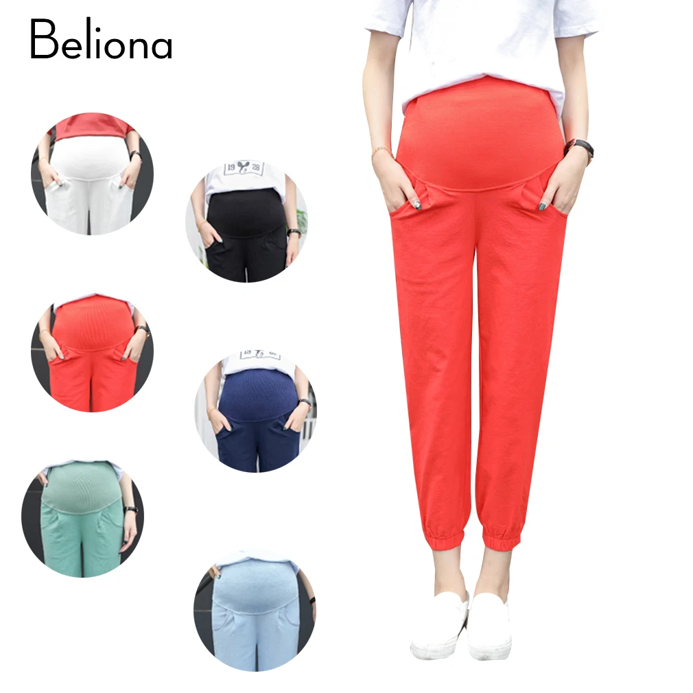 

6 Color Cotton Linen Maternity Pants Pregnancy Clothes Nine Pants for Pregnant Women Summer Casual Trousers Maternity Clothing