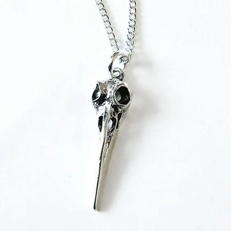 

Bird Skull Necklaces Pendant Vintage Silver Statement Choker Crow Raven Necklaces Women Gothic Jewelry Party Halloween Jewelry