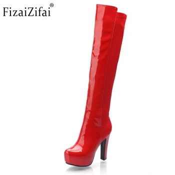 

Women Boots 2016 New Spring Autumn Boots High-Heeled Fashionable Over-The-Knee Thin-Heels Waterproof Footwear Size 34-39