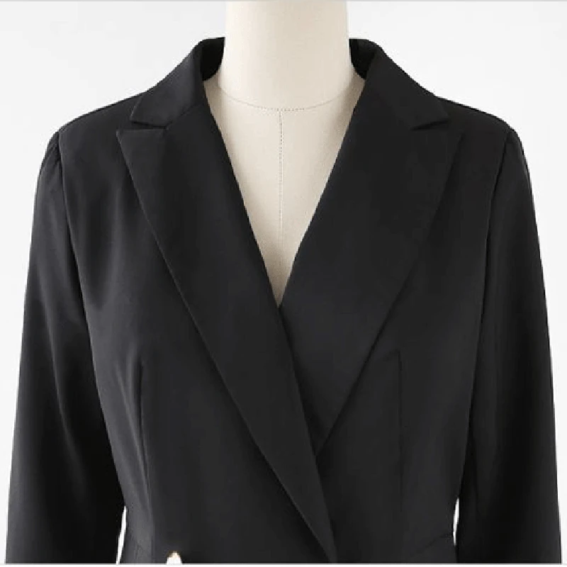 Elegant Double breasted Long Pleated blazzer mujer Office lady fashion business blazer suit Autumn basic blezer oficina femenina