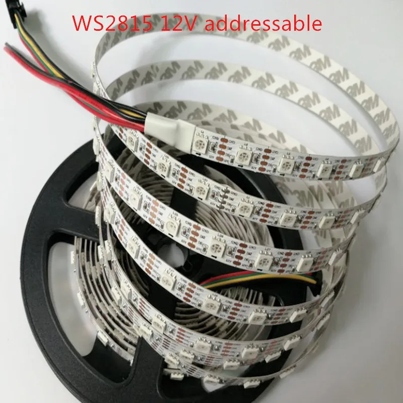 Najtaniej DC12V WS2815 (aktualizacja WS2813) taśma pikselowa led 5050 RGB, indywidualnie adresowalne 30 60 144 leds m; biały czarny pcb IP30 IP65 IP67