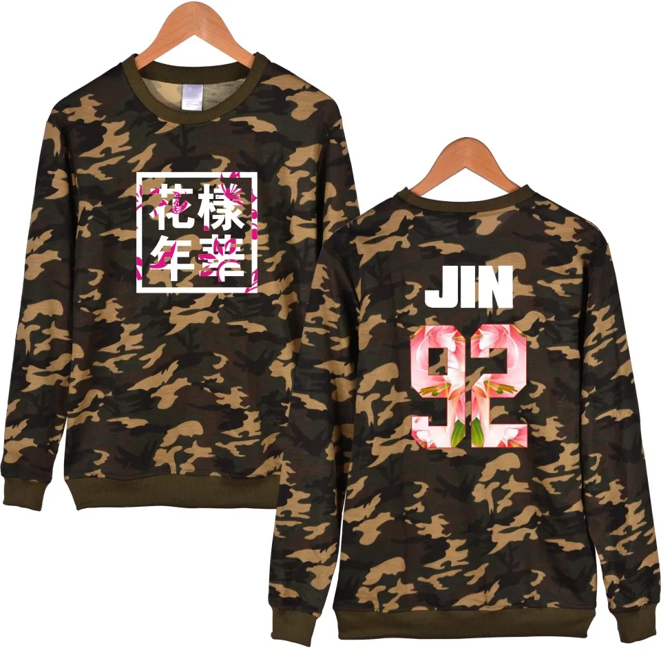 Pullover Camouflage Sweatshirt Kpop Hoodie Khaki Bangtan Boys Member