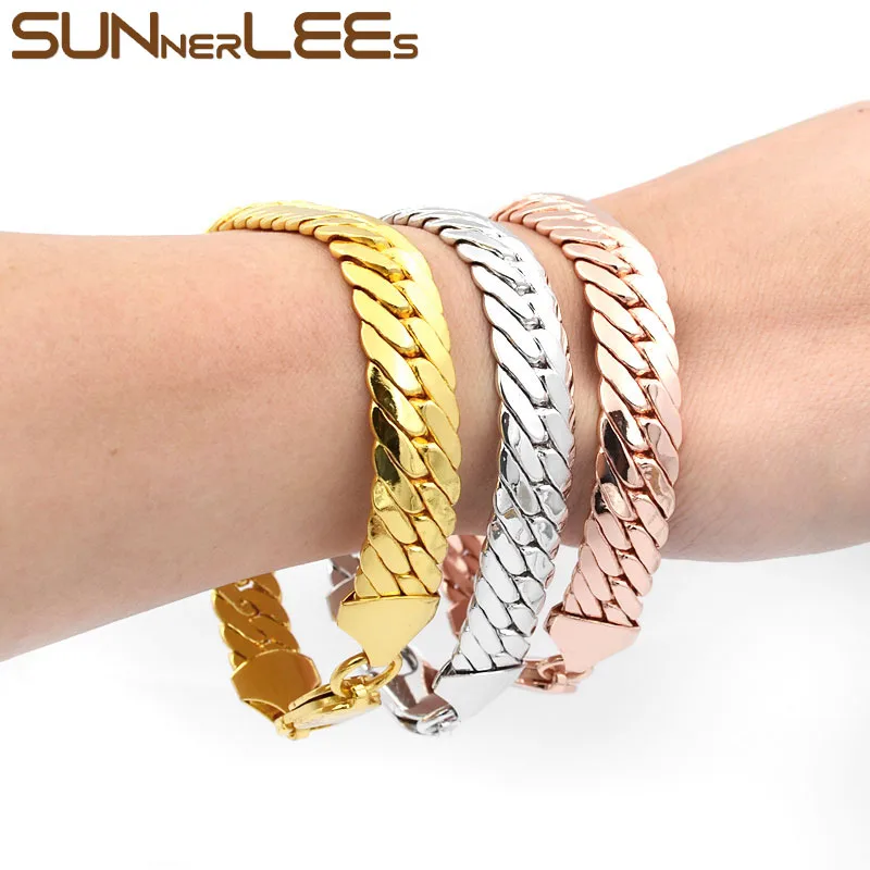 Браслет SUNNERLEES из кубинской цепи модное Ювелирное Украшение цвета белого