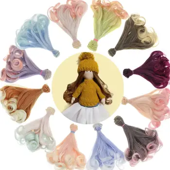 

1 Pcs 15CM*100CM BJD Doll Hairs Rinka Haircut Handmake Rainbow Color Fashion High Temperature Wigs for 1/3 1/4 Wig DIY Toys
