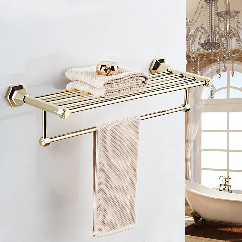 Bathroom Shelves High Quality Wall Mounted Black Chrome Finish Towel