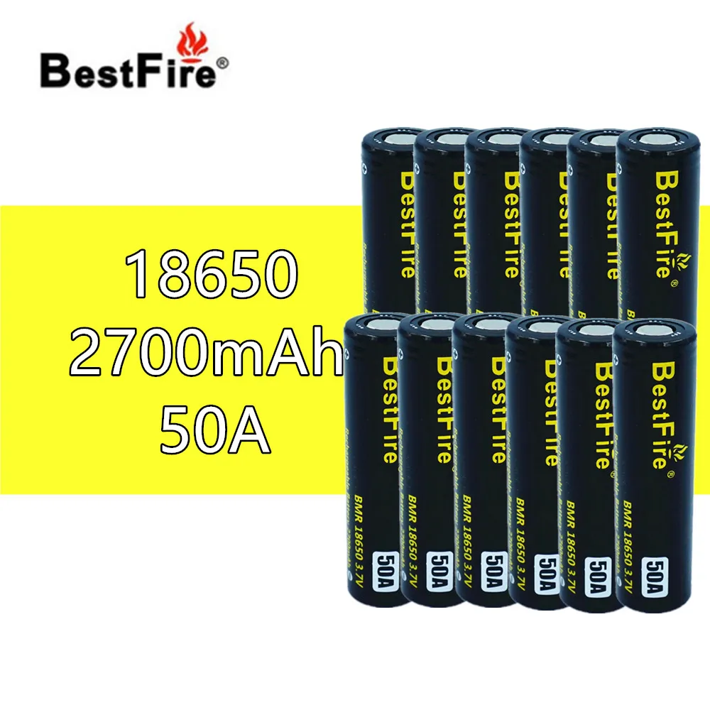 12 шт. Bestfire 18650 Батарея 3 7 V ионно-литиевая Перезаряжаемые 2700 мА/ч 50A для Eleaf iStick Pico