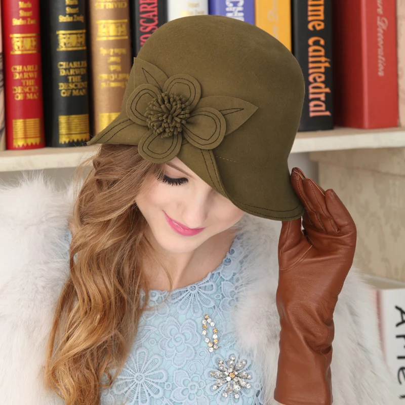 Economici Nuovi Fiori di Arrivo Britannico Cappello Delle Donne Fedora In Lana Cappello Delle Ragazze Elegante Socialite Cupola Cap Partito Studenti Partito Protezione Della Cupola B 7905