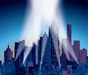 

Night City skyline Super hero Superman Light backdrops High quality Computer print party background