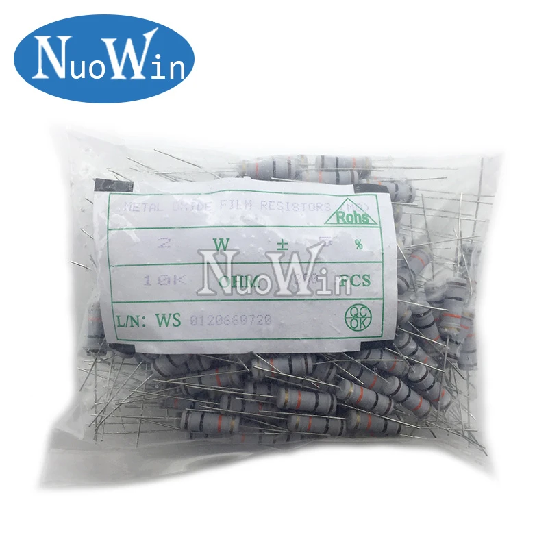200PCS 2W 1R~1M 5/% METAL OXIDE FILM resistor 10R 100R 220R 1K 1.5K 2.2K 4.7K 10K