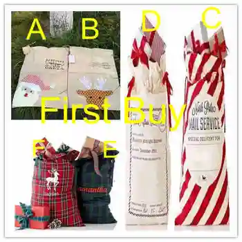

50pcs/lot free shipping Hot Sale Monogram Different Types of Canvas Wholesale Santa Sacks