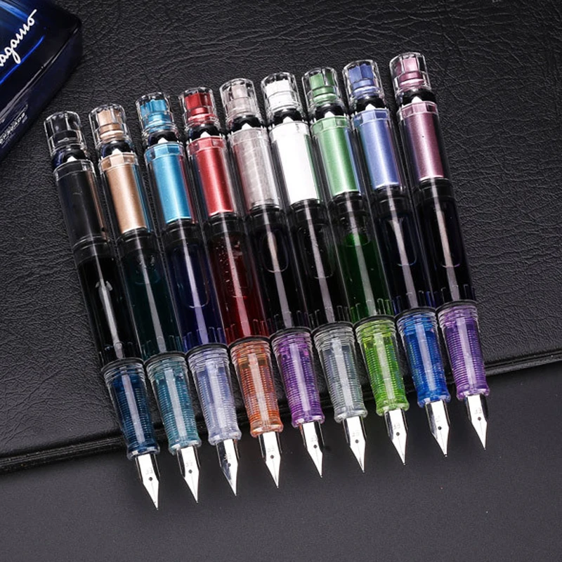 

9 Color Transparent White colour Business office medium nib Fountain Pen Students calligraphy Finance Office pen