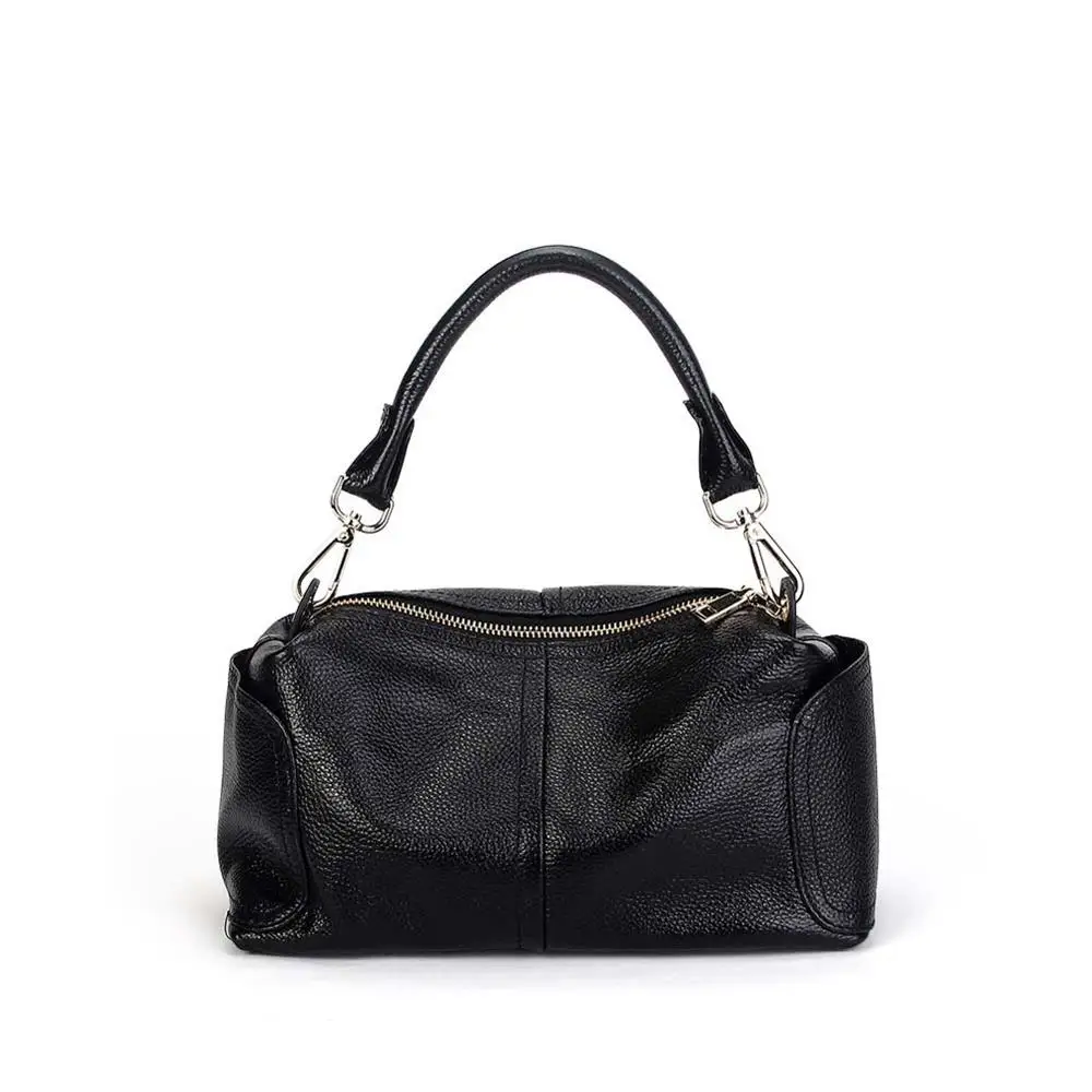 Натуральная кожа SHOUDLER BOSTON сумка женская модная повседневная мягкая яловая Натуральная кожа Сумка-котелок через плечо сумка-хобо - Цвет: Black