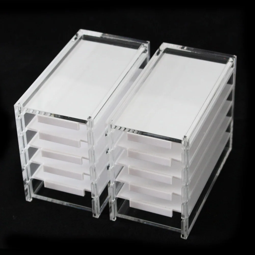 

5 Layers Clear Eyelash Storage Box Makeup Organizer False Eyelashes Glue Pallet Holders 998
