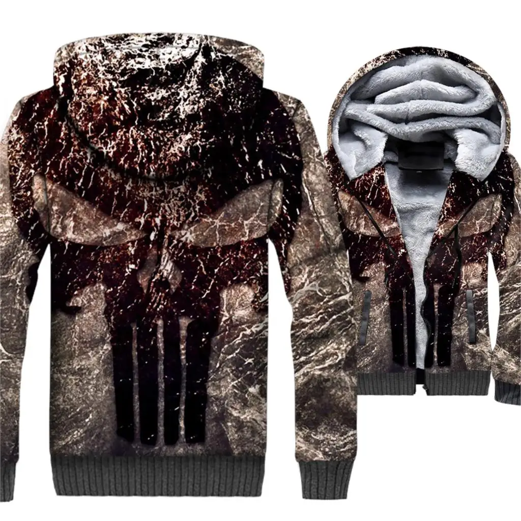 

Skull Hoodie Men 3D Print Harajuku Hip Hop Sweatshirt 2018 New Style Winter Thick Fleece Warm Coat Swag Punk Jacket Streetwear