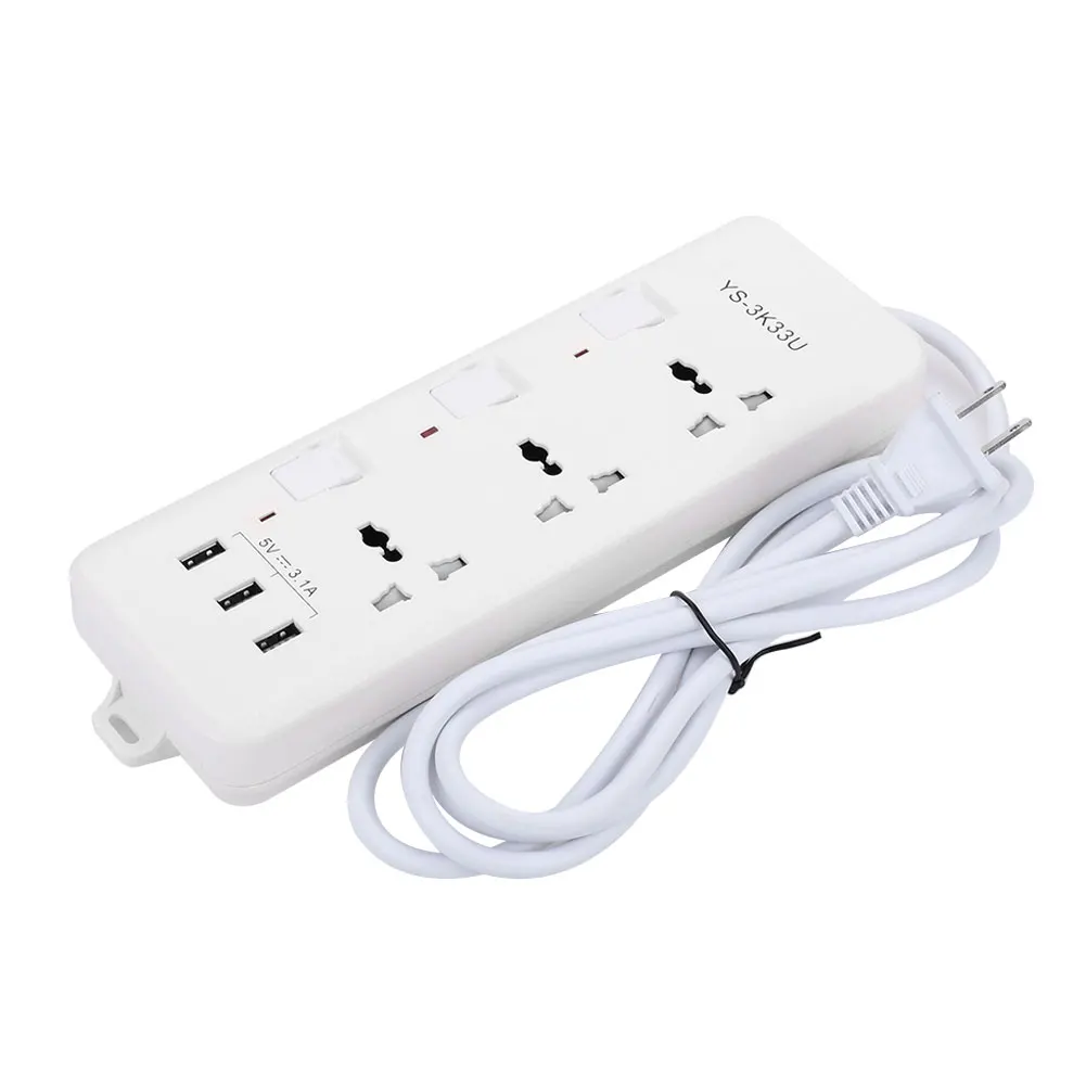 

Travel 3 USB Ports Charger Socket 2500W 2M 10A 3 USB Branch Console Socket Home Phone Extension Charging Mains Charger