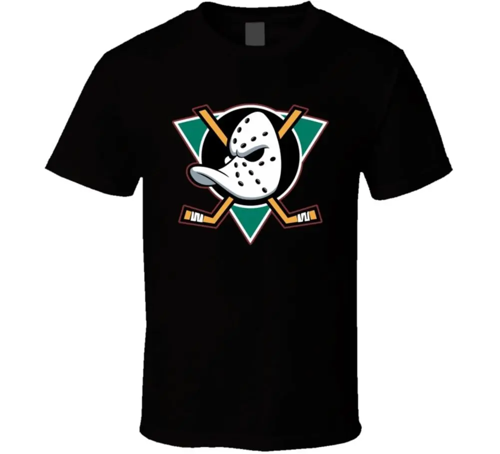 Mighty Ducks of Anaheim Logo Mens Black T Shirt-in T-Shirts from Men's ...