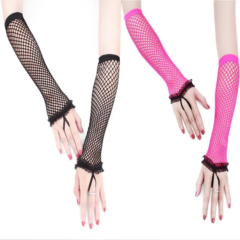 Fashion Fishing Net Lace Lace Sexy Appeal Gloves Color Black Sleeves