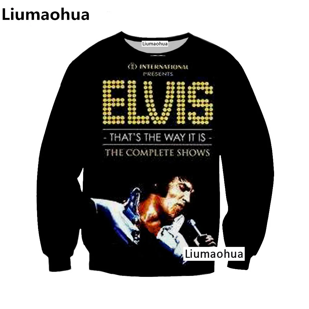 Liu Maohua's latest 3D printing ELVIS Presley men's sweatshirt rock print hip hop punk | Мужская одежда