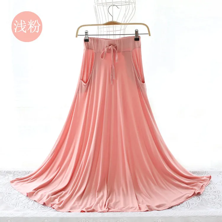 Новое поступление, весенне-Летняя женская тонкая Длинная однотонная модельная юбка с завязками, женские макси юбки для девушек размера плюс, 14 цветов - Цвет: light pink