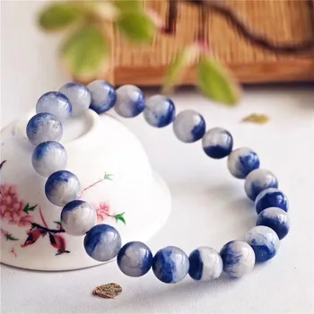 

9.2mm Genuine Natural Blue Dumortierite Quartz Rutilated Quartz Crystal Bracelet For Woman Lady Brazil Beads Gemstone Bracelets