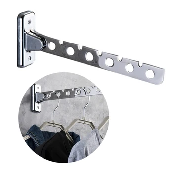 

Stainless Steel Wardrobe Organizer Wall Mounted Clothes Bar Hanger Activities Up And Down Folding Hangers Folding Clothes Hook