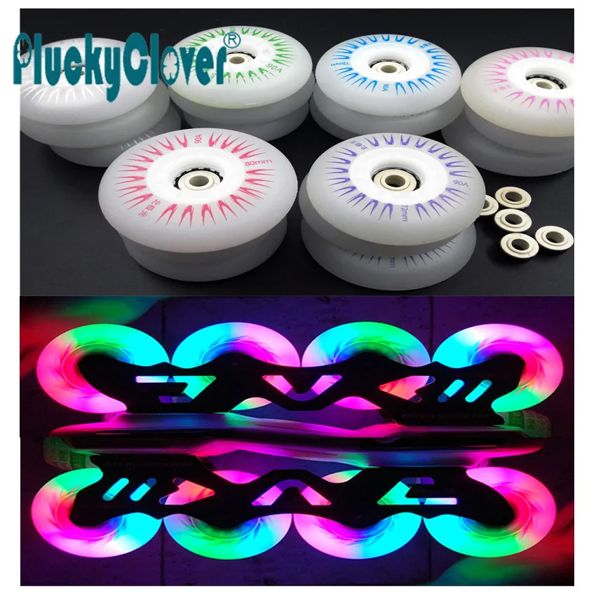 Buy 4pcs/lot 90A Flashing Roller Wheels PU LED Flash