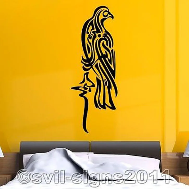 DCTAL Islamic Hawk Design Wall Sticker Art Decal Arab Islam Wall Decal Muslim Calligraphy Home Decor Y015 Decoration