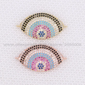 

4Pcs Micro pave Cubic Zircon Connector charm Handcrafted Rainbow colors Bracelet Accessories jewelry finding for womenl 1550