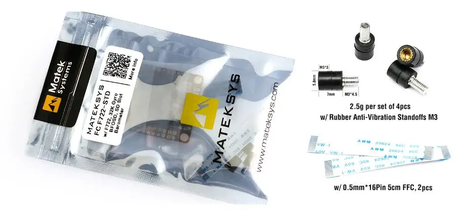 Контроллер полета Matek System F7 STM32F722RE ICM20602 BMP280 BFOSD Blackbox слот карты Micro SD DShot ESC|Детали и