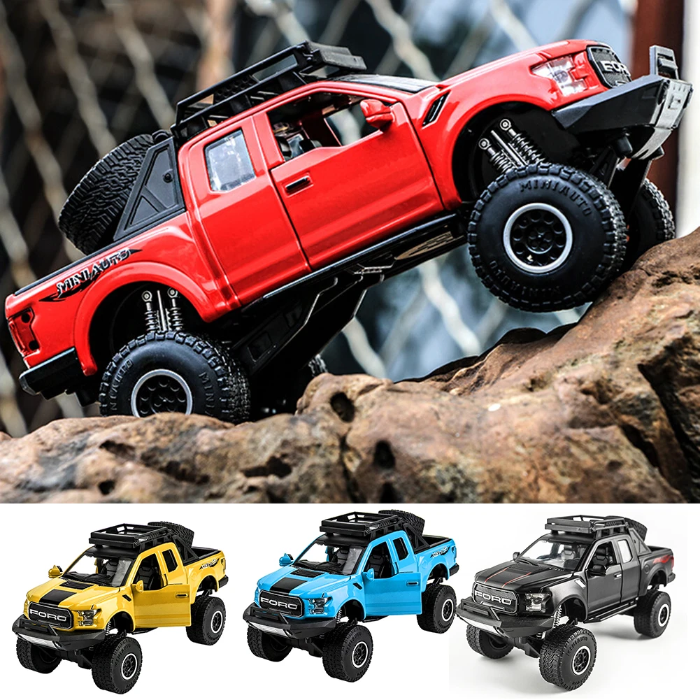 Мини-пикап Toy1: 32 модель пикапа игрушечный автомобиль для Ford F150 Raptor звук и свет и раздвижной автомобиль