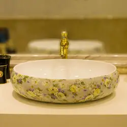 Ванная комната раковина для умывания керамическая арт промывка бассейна Овальный Туалет над столешницей бассейна Мода LO621257