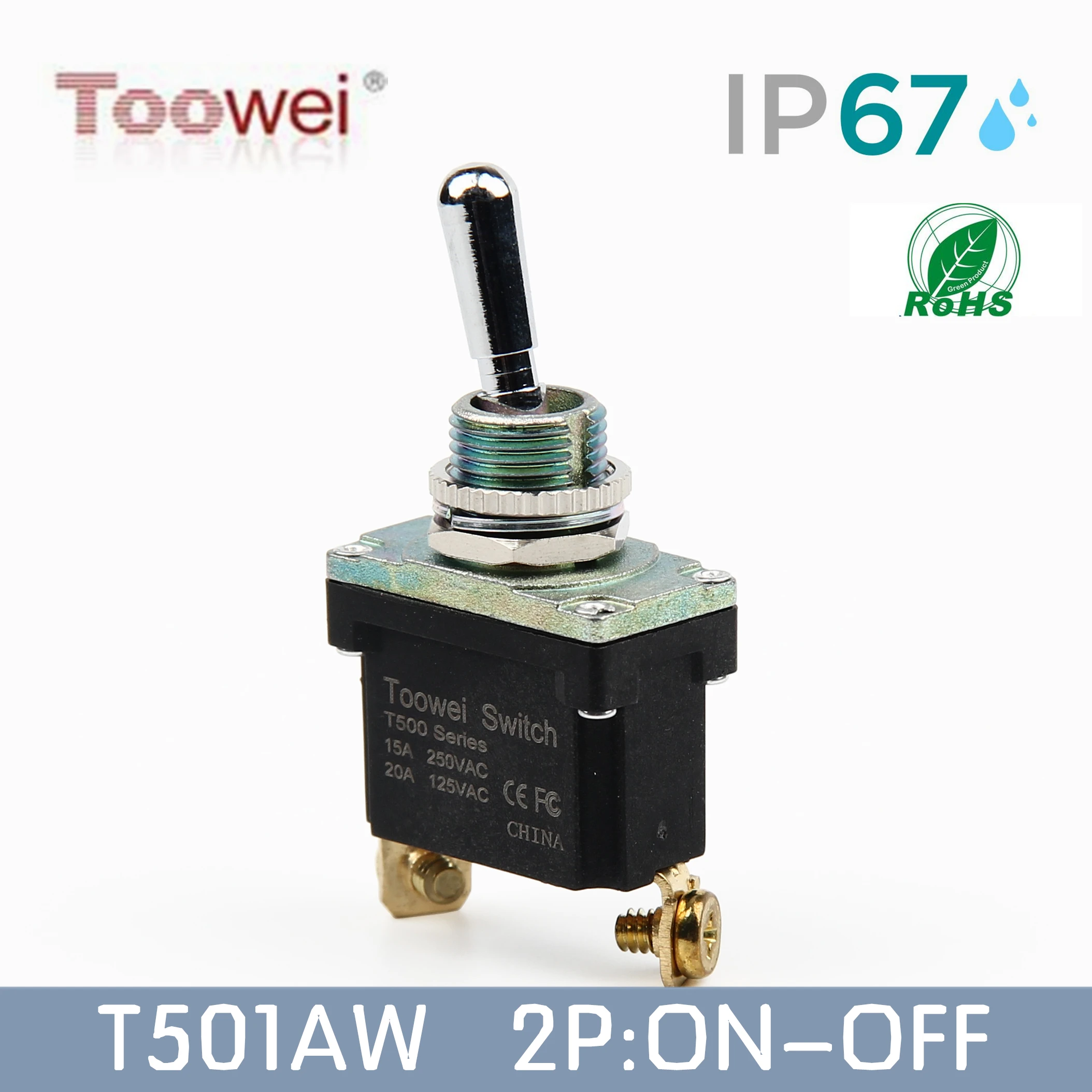 Toowei серии T500 водонепроницаемый тумблер IP67/наружный выключатель/T501AW 2 контакта ВКЛ-ВЫКЛ переключатель 15A 250 В